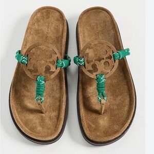 Tory Burch cl Miller Thong Sandals with Green Accent